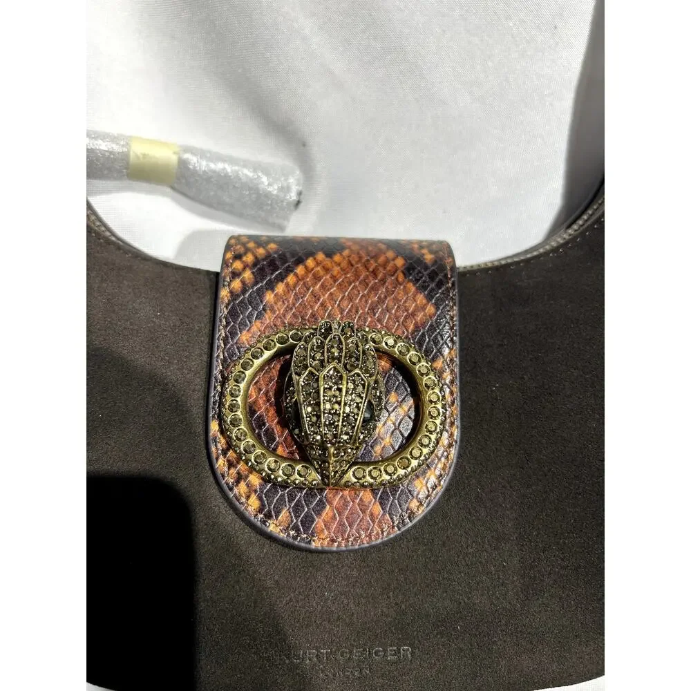 Kurt Geiger Chelsea Hobo Brown Suede Shoulder Bag NWT - Picture 4 of 11